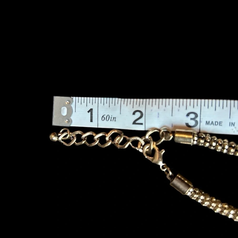 Gold Tone Necklace W/ Jewel Tone Beaded & Rhinestone Charms and Medallions - Picture 14 of 16